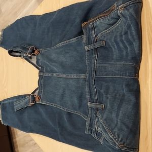 NWOT Women's Maxwell Ripped Distressed Raw Hem Jean Overalls  Size S 💥💥